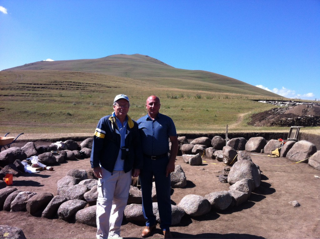 Ambassador John A. Heffern with the Mayor of Gegharot Smbat Bayrakhtaryan at Gegharot Kurgan 3