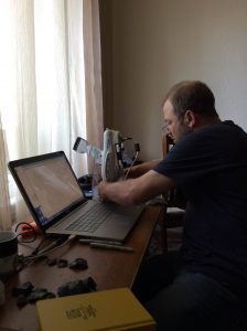 Adam T Smith working with the ArAGATS pXRF, 2016.